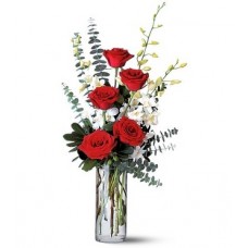 Red Roses and White Orchids
